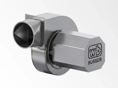 Edelstahl Ventilator linksdrehend komplett (KI-visualisiert)