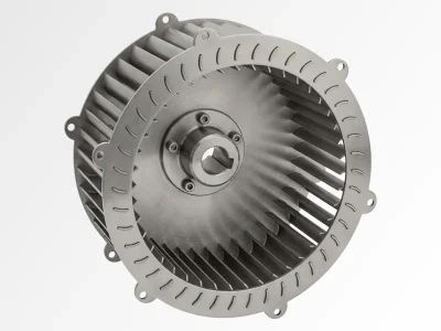 Radial-Lüfterrad 200mm linksdrehend aus Edelstahl (KI-visualisiert)