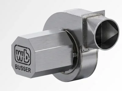 Edelstahl Ventilator rechtsdrehend komplett (KI-visualisiert)