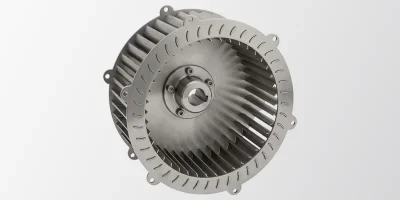 Radial fan wheel 250mm stainless steel left-hand rotation with hub (KI-visualisiert)
